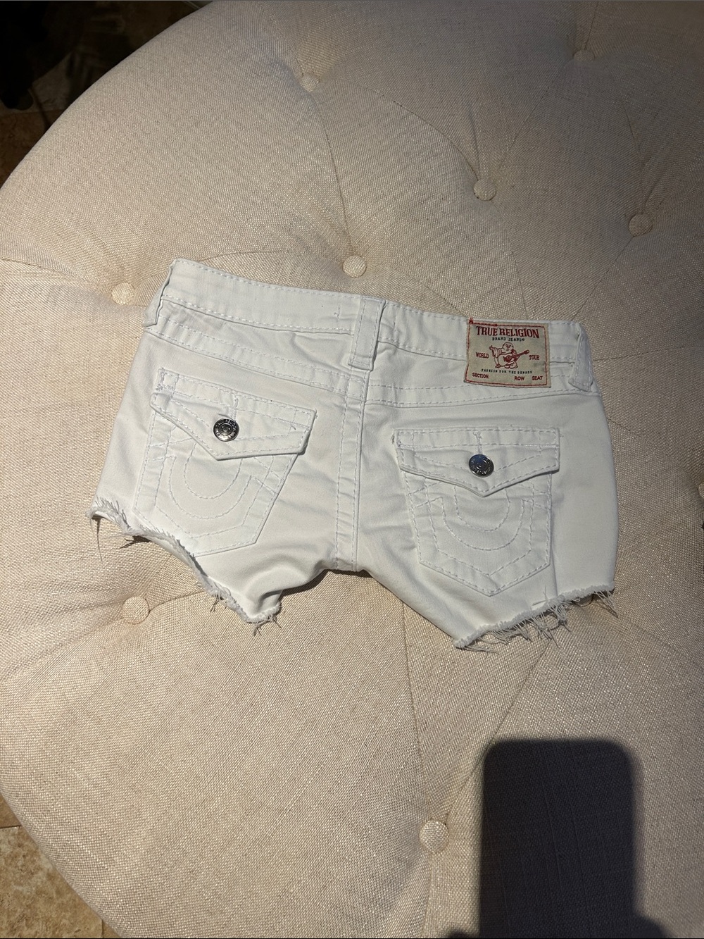 True Religion White Cutoff Denim Jean Shorts